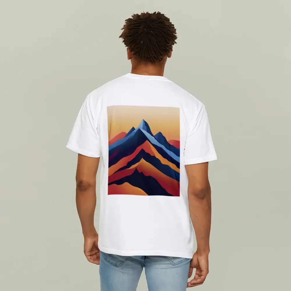 Abstract Mountain Peaks Warm Sunset Sky – T-Shirts