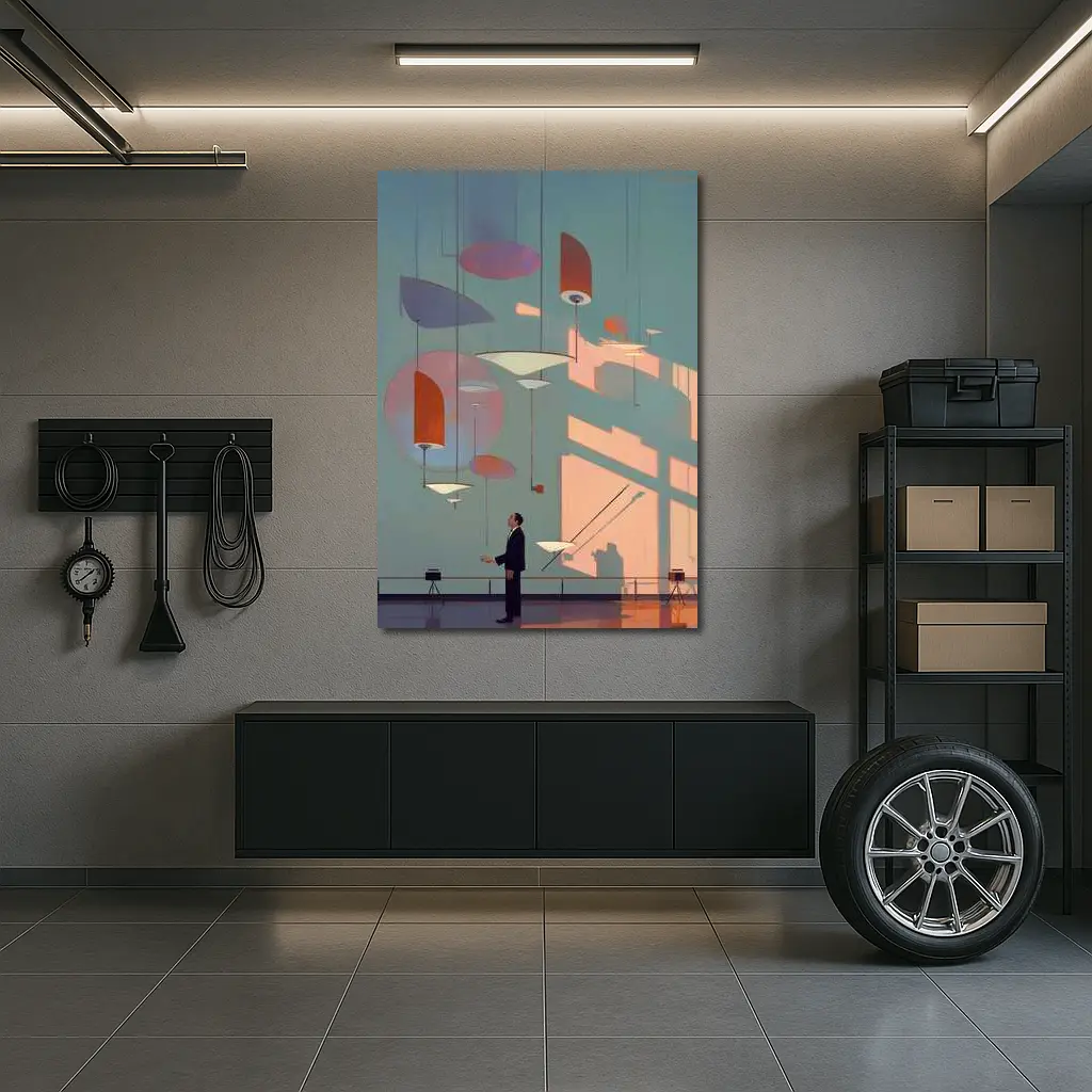 Man Gazing At Geometric Shapes Mid Century Gallery – Wall Art