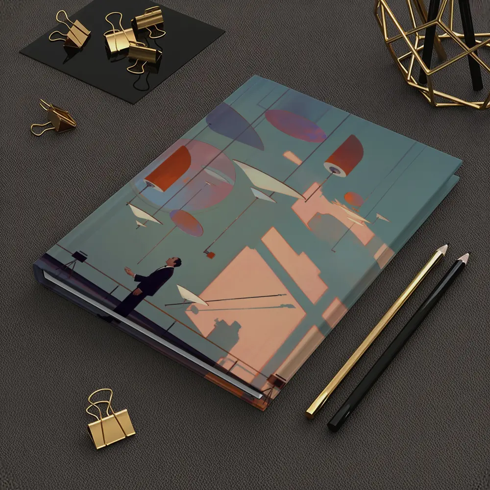 Man Gazing At Geometric Shapes Mid Century Gallery – Notebooks