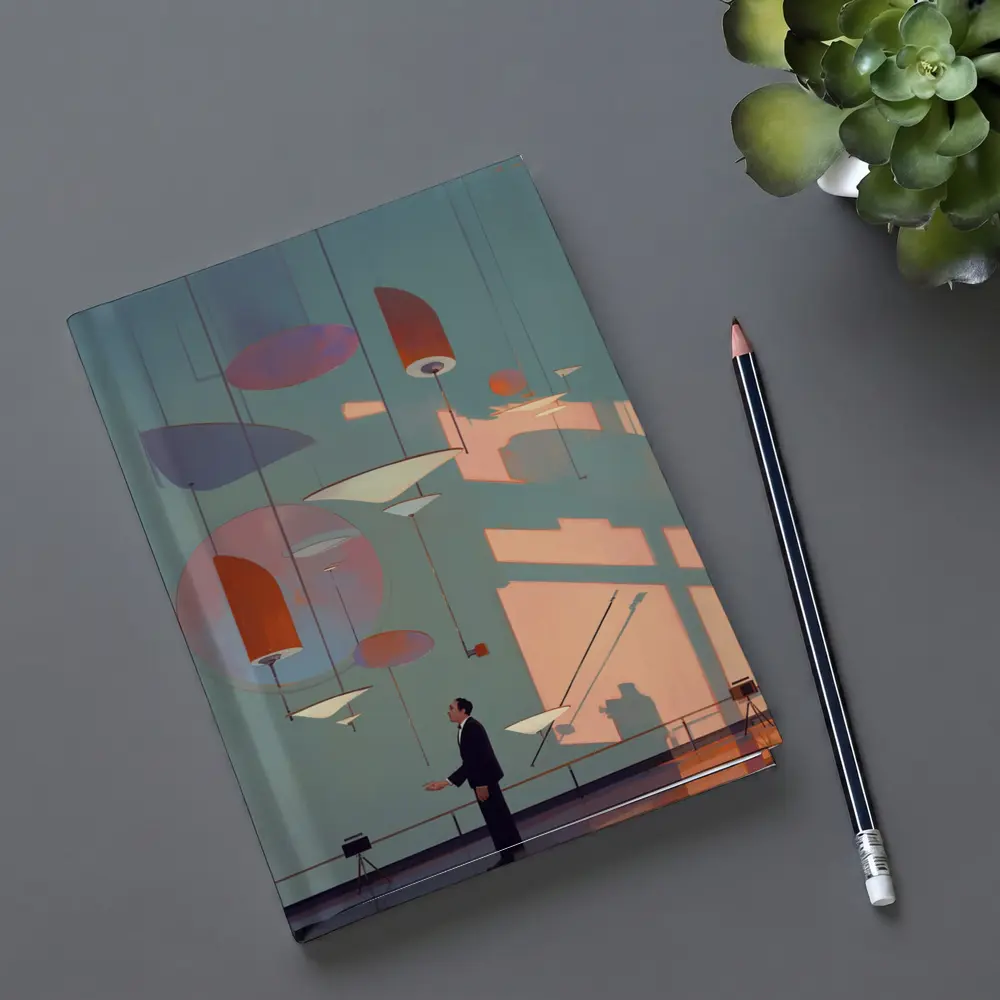 Man Gazing At Geometric Shapes Mid Century Gallery – Notebooks