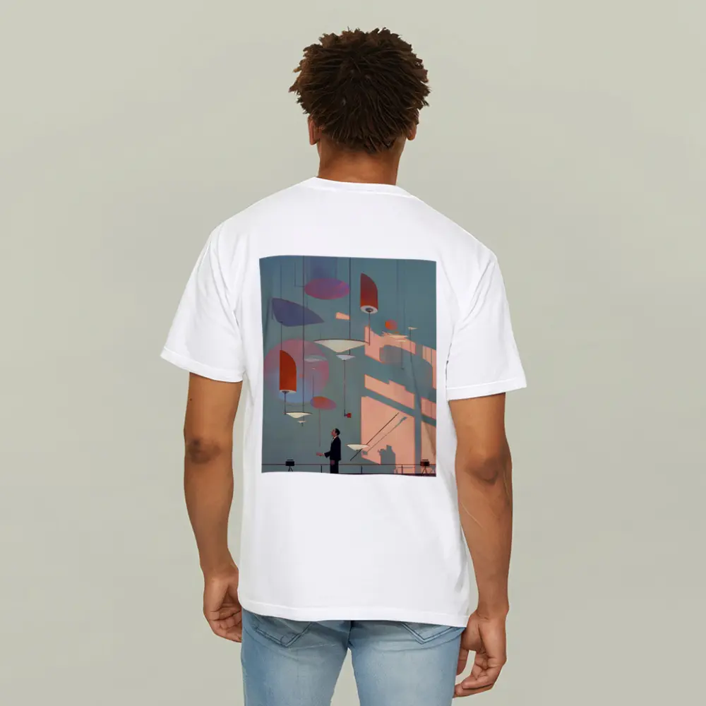 Man Gazing At Geometric Shapes Mid Century Gallery – T-Shirts