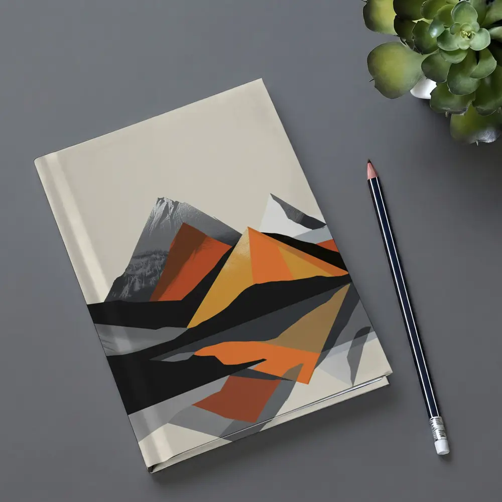 Abstract Mountain Reflection Geometric Orange Gray – Notebooks