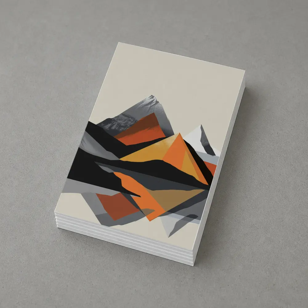 Abstract Mountain Reflection Geometric Orange Gray – Postcards
