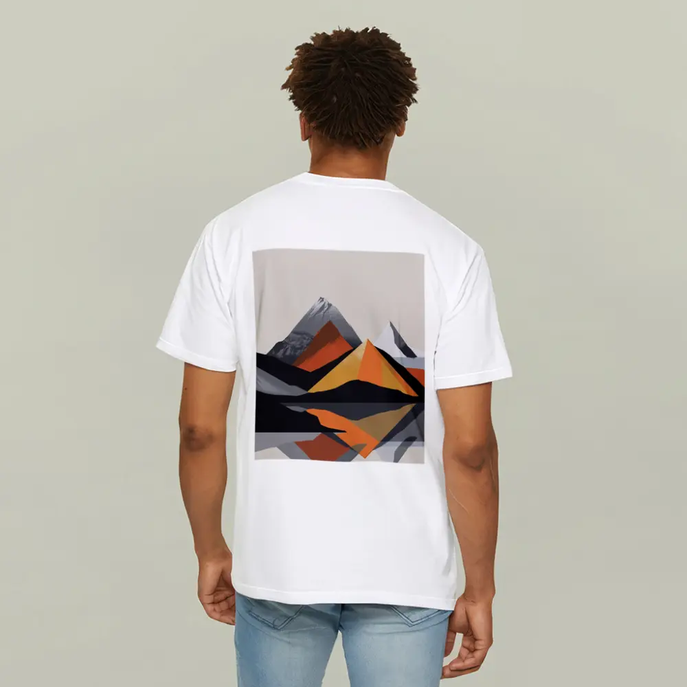 Abstract Mountain Reflection Geometric Orange Gray – T-Shirts