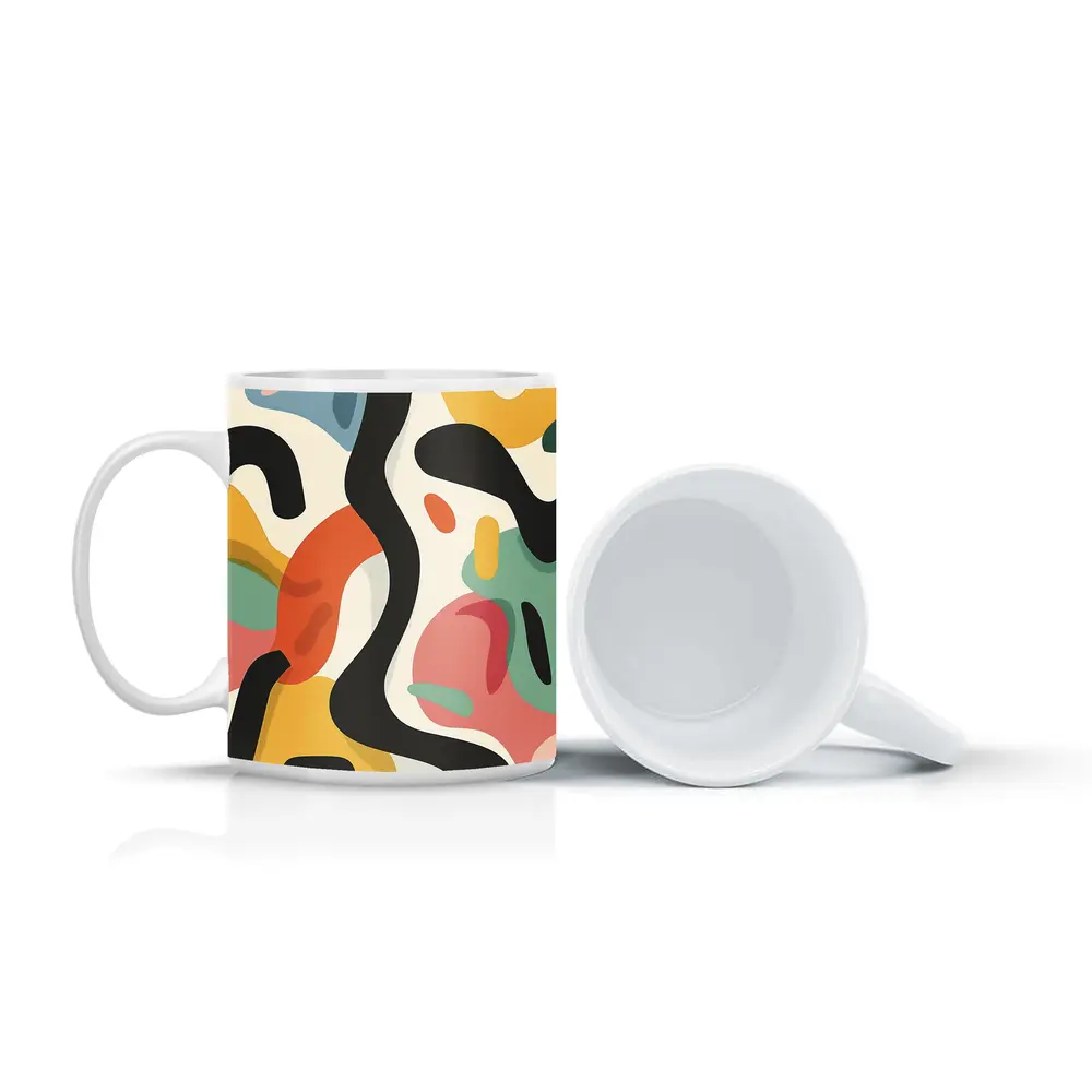 Abstract Colorful Organic Shapes Cream Background – Mugs