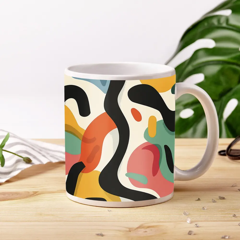 Abstract Colorful Organic Shapes Cream Background – Mugs