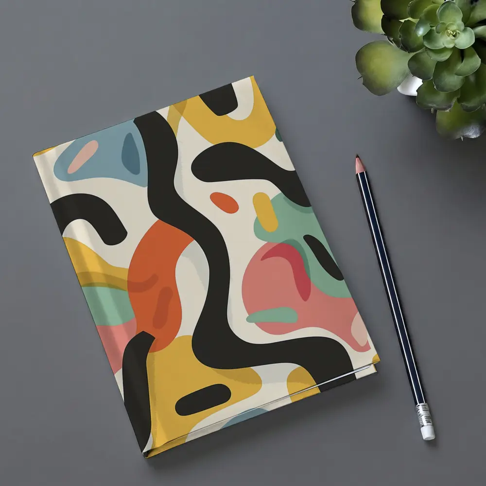 Abstract Colorful Organic Shapes Cream Background – Notebooks