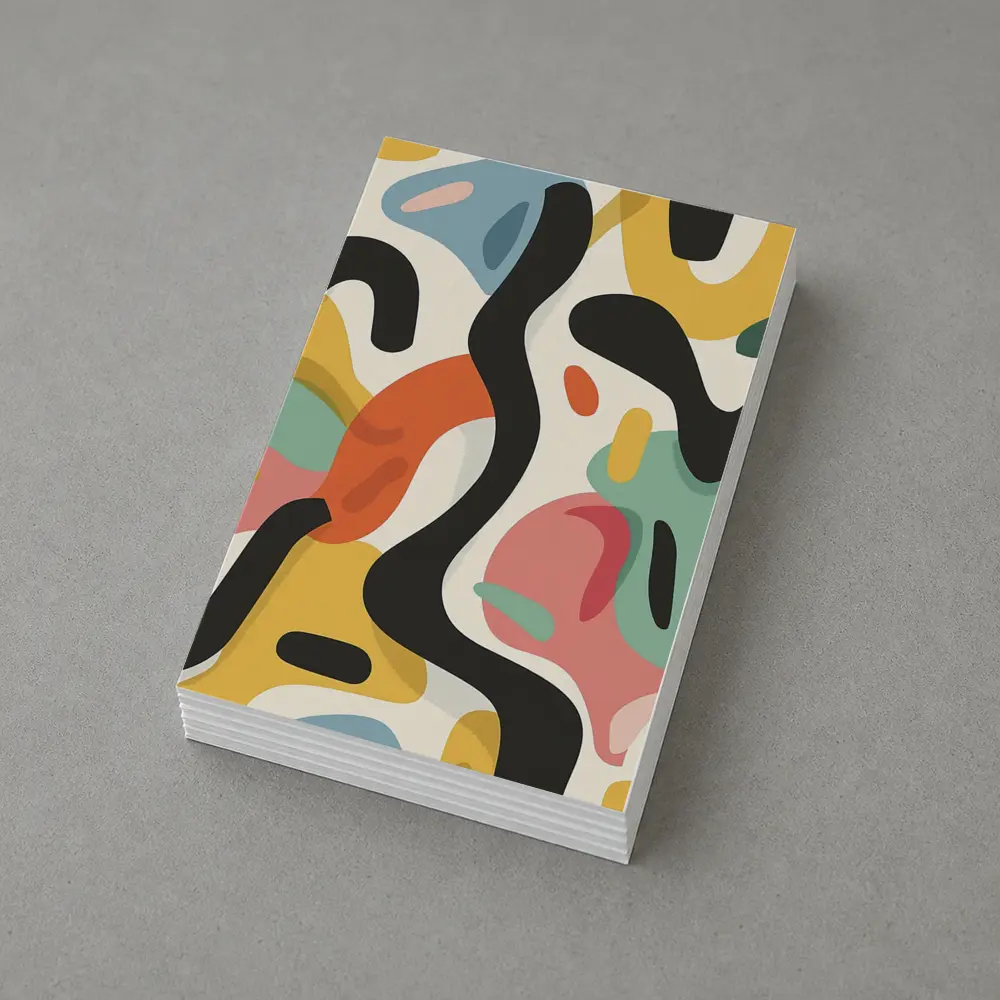 Abstract Colorful Organic Shapes Cream Background – Postcards