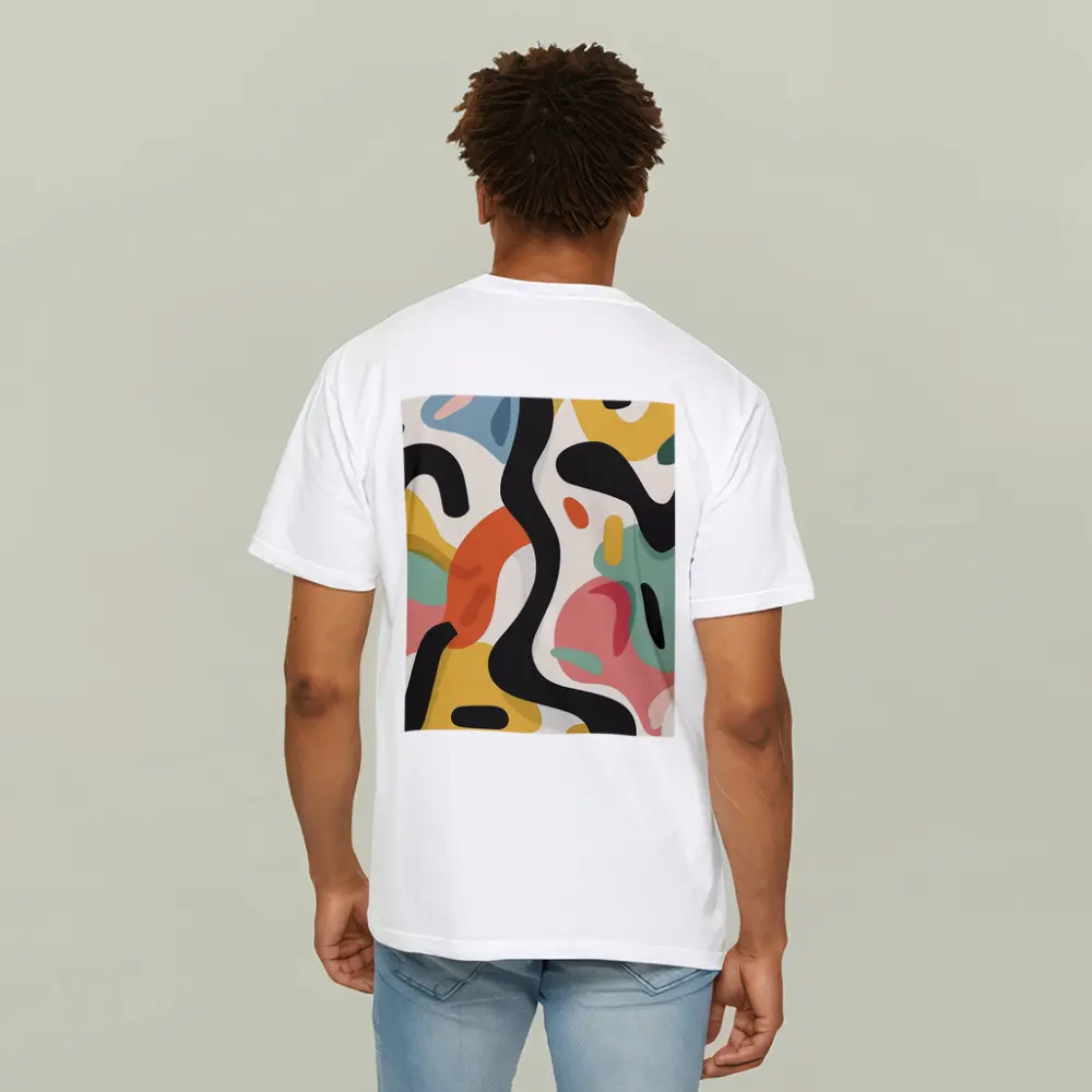 Abstract Colorful Organic Shapes Cream Background – T-Shirts