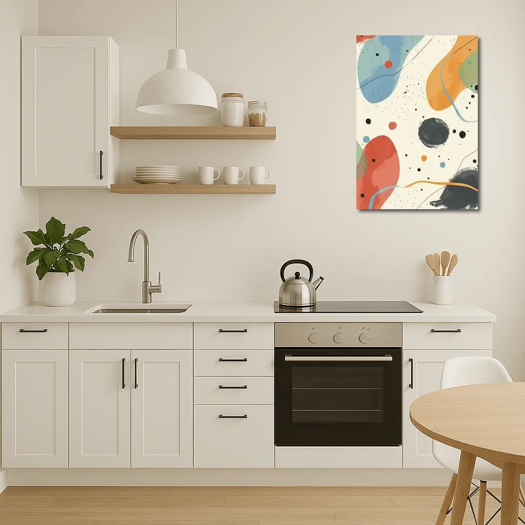 Colorful Abstract Shapes Beige Minimal Art – Wall Art