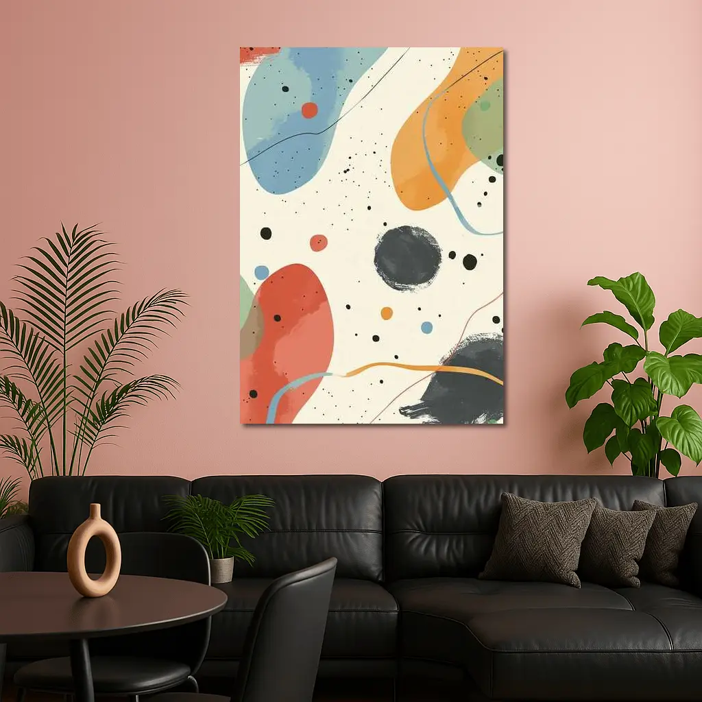 Colorful Abstract Shapes Beige Minimal Art – Wall Art