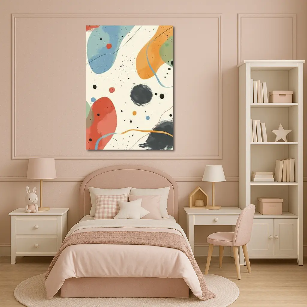 Colorful Abstract Shapes Beige Minimal Art – Wall Art