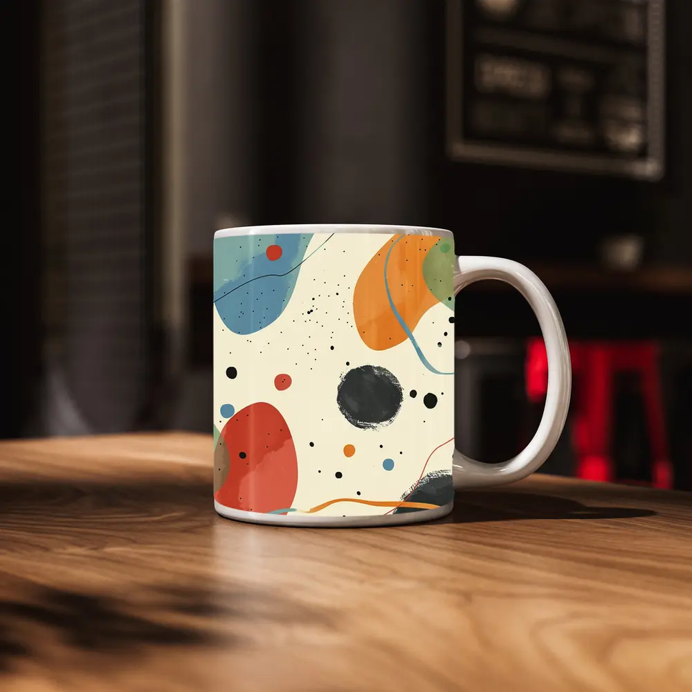 Colorful Abstract Shapes Beige Minimal Art – Mugs