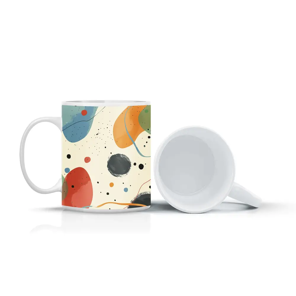 Colorful Abstract Shapes Beige Minimal Art – Mugs