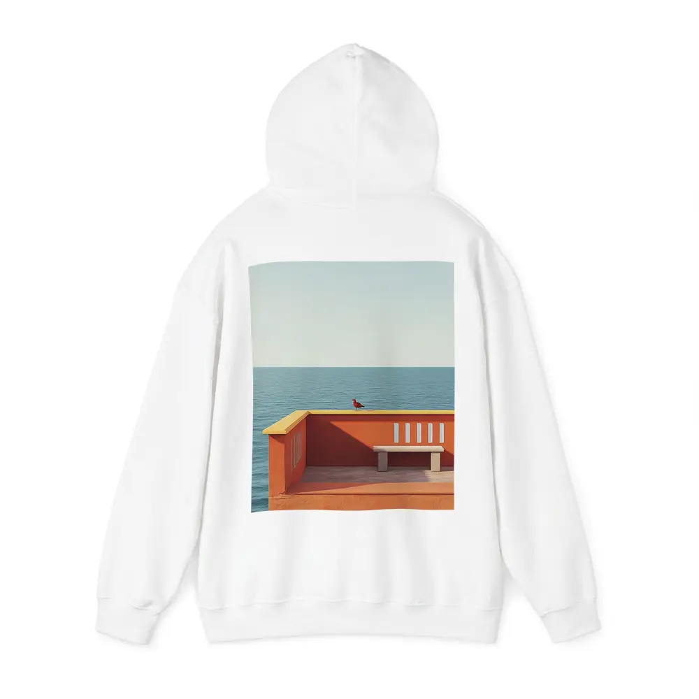 Red Bird on Orange Terrace Ocean View – Hoodies