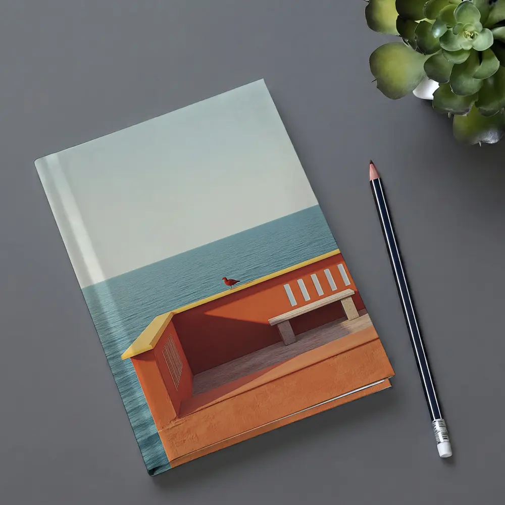 Red Bird on Orange Terrace Ocean View – Notebooks