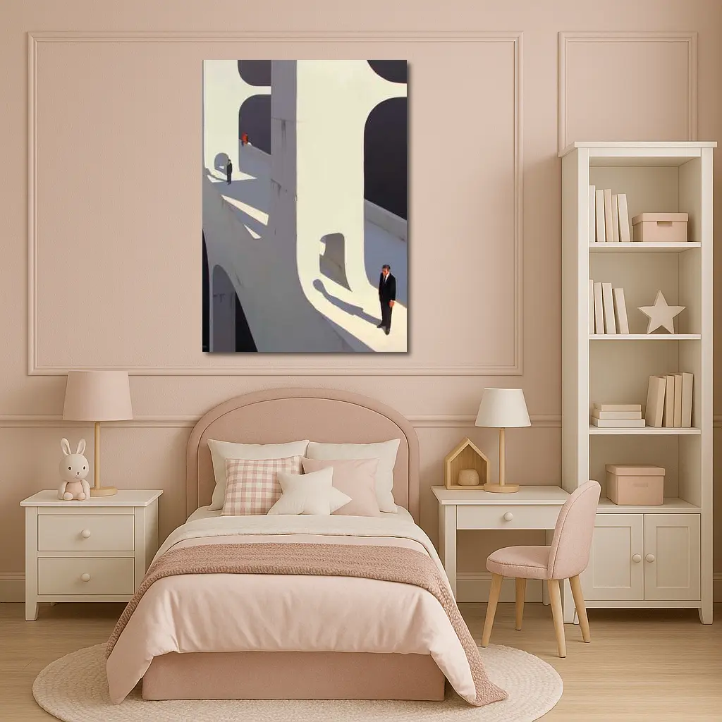 Surreal Architecture Men Standing Bold Shadows – Wall Art