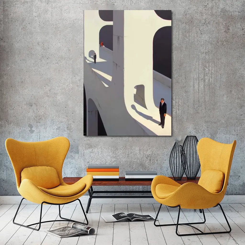 Surreal Architecture Men Standing Bold Shadows – Wall Art