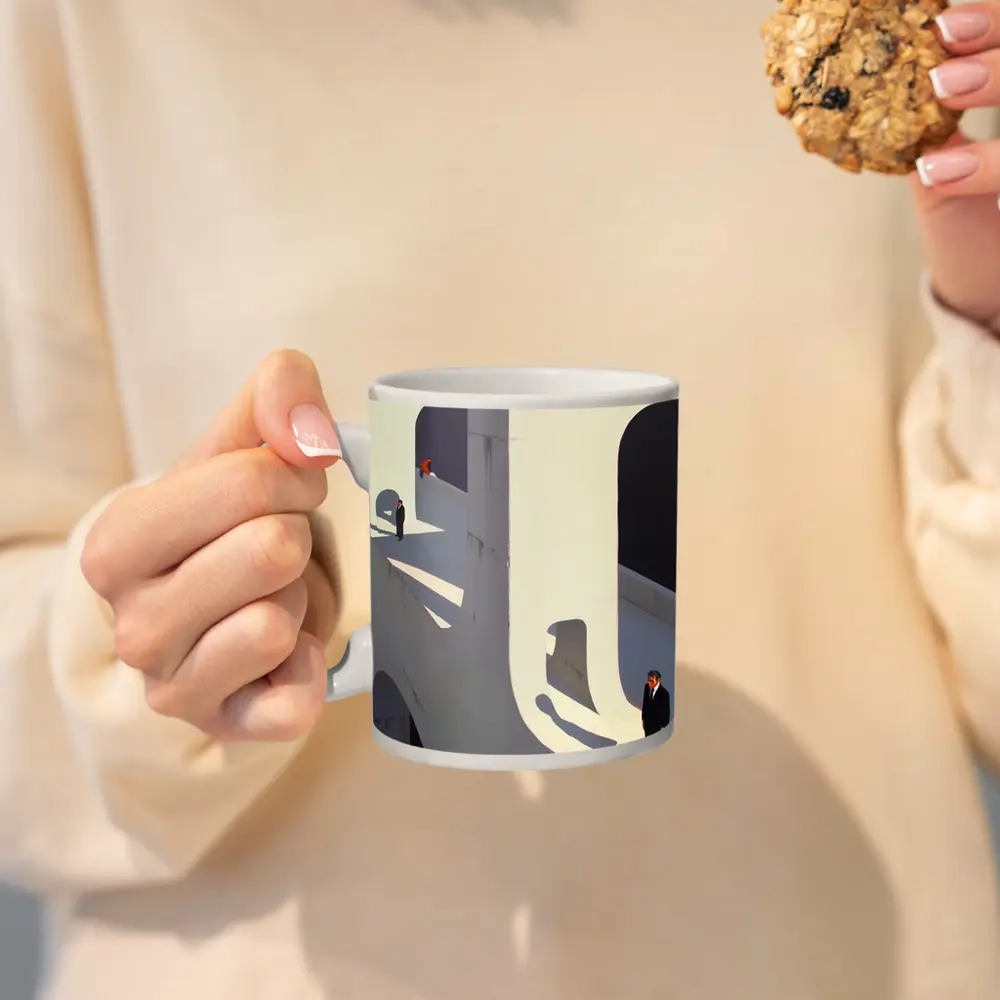 Surreal Architecture Men Standing Bold Shadows – Mugs