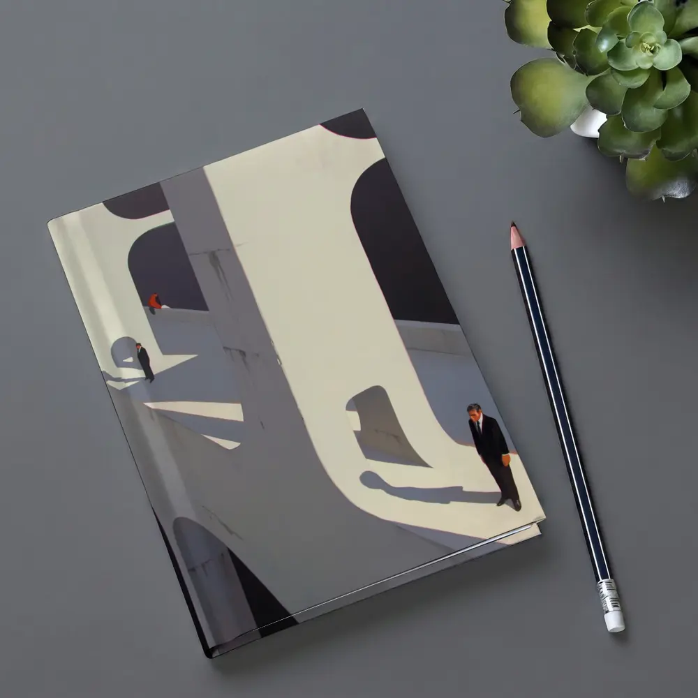 Surreal Architecture Men Standing Bold Shadows – Notebooks