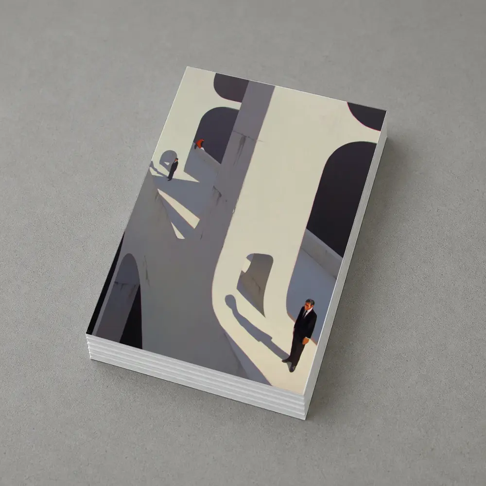 Surreal Architecture Men Standing Bold Shadows – Postcards