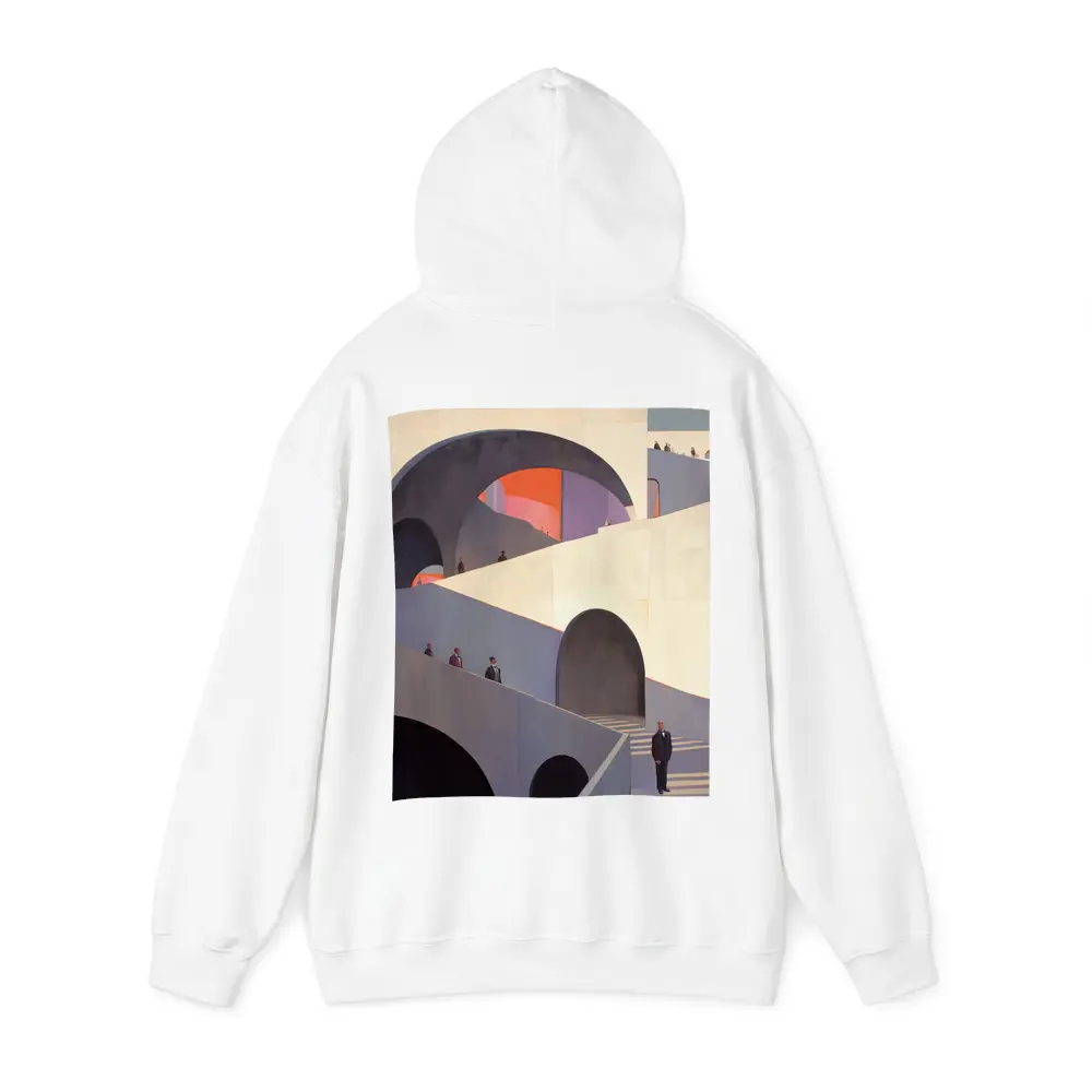 Architectural Arches Brutalist Building People Scene – Hoodies