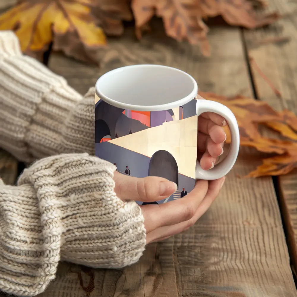 Architectural Arches Brutalist Building People Scene – Mugs