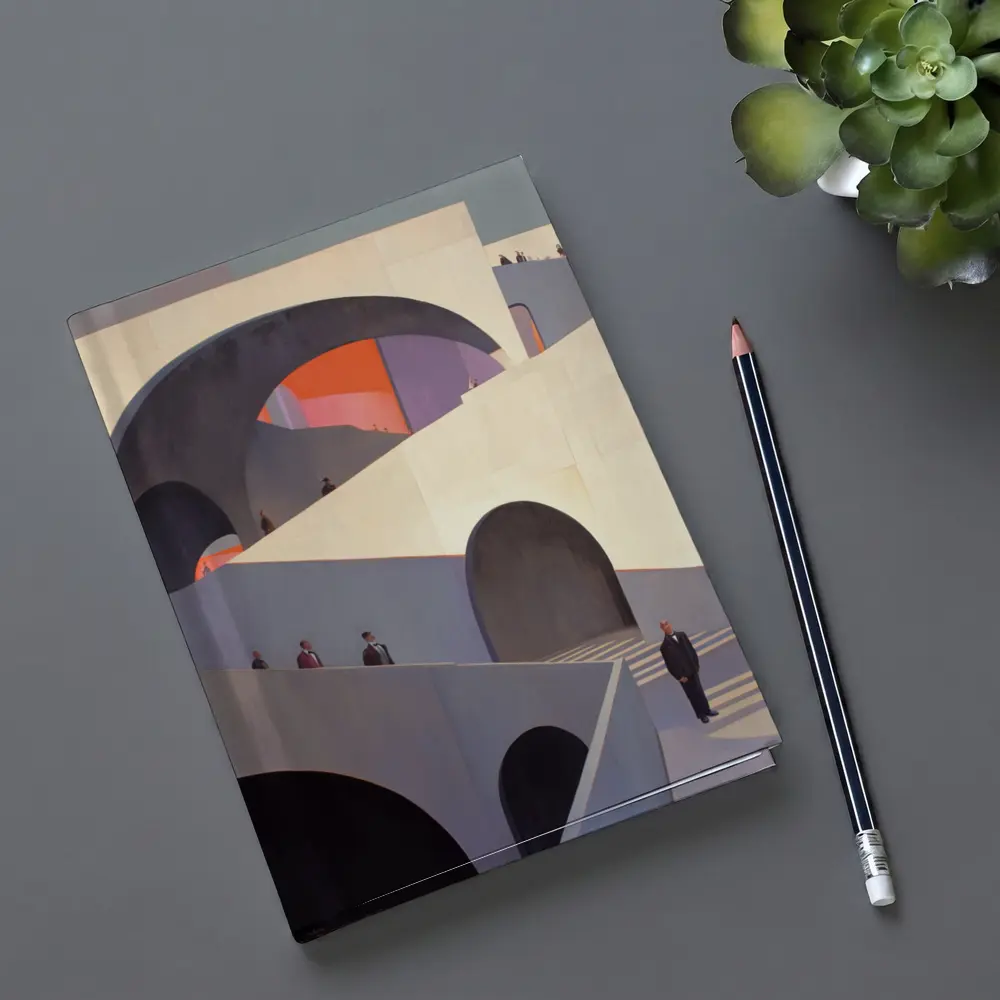 Architectural Arches Brutalist Building People Scene – Notebooks