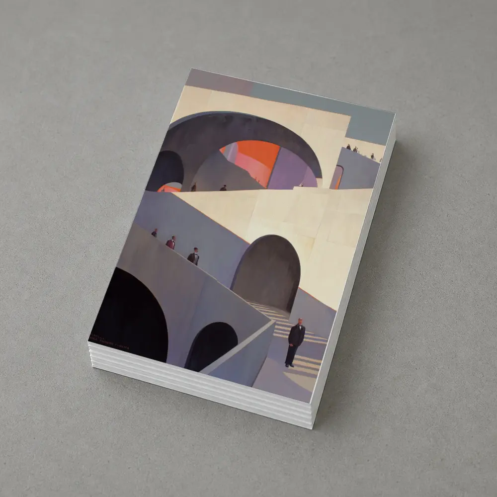 Architectural Arches Brutalist Building People Scene – Postcards