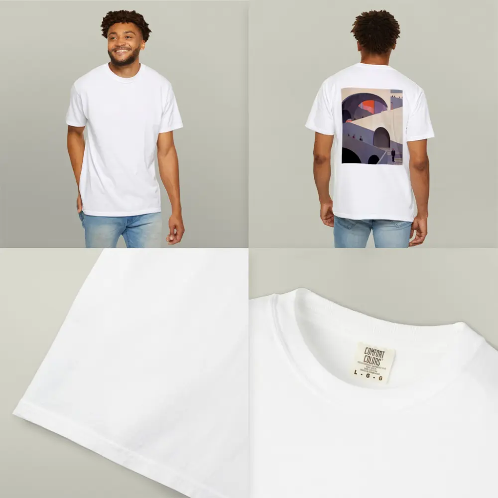 Architectural Arches Brutalist Building People Scene – T-Shirts