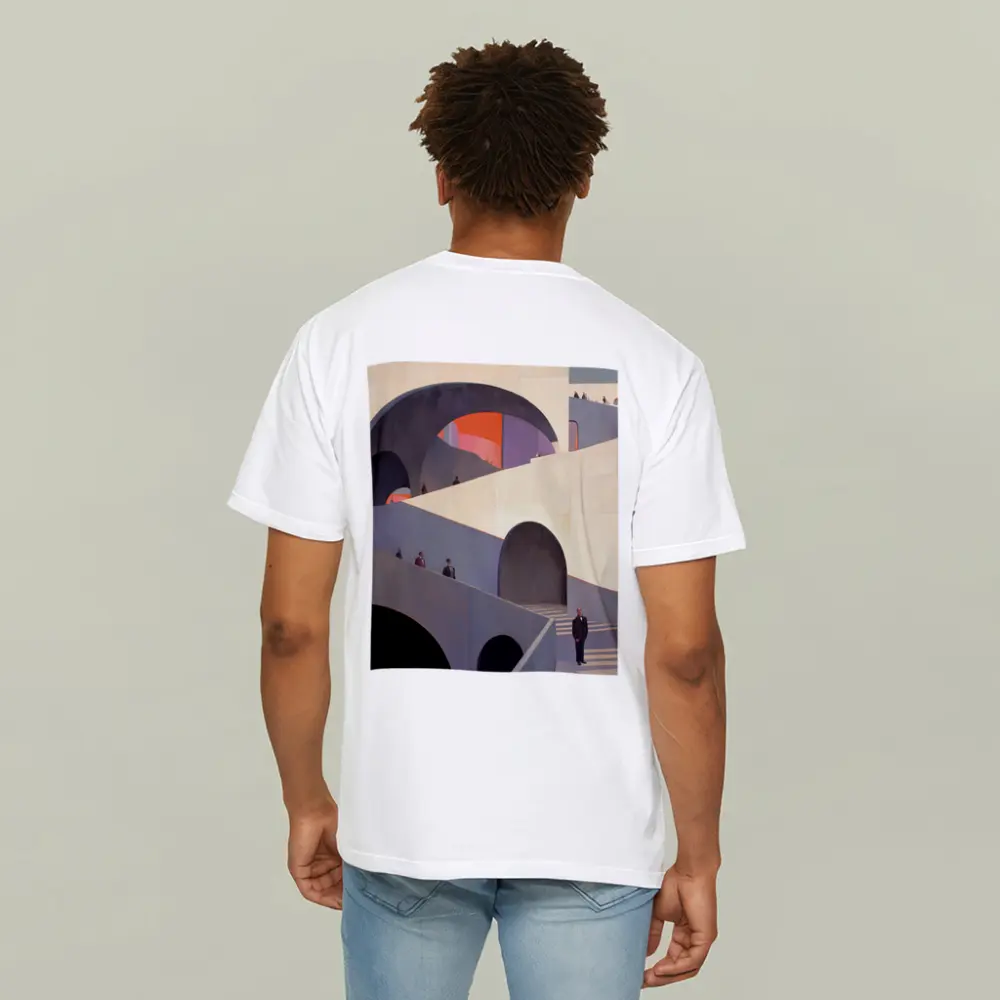 Architectural Arches Brutalist Building People Scene – T-Shirts