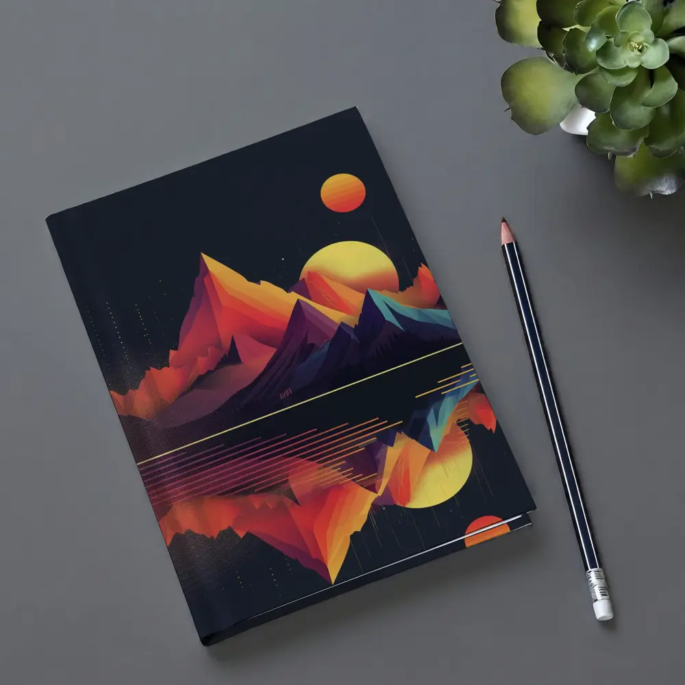 Geometric Mountain Reflection Retro Night Sky – Notebooks