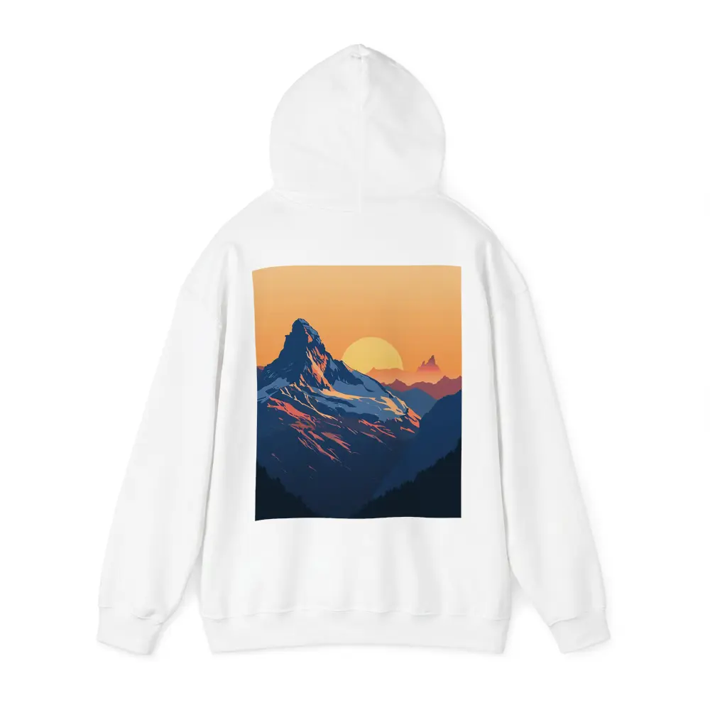 Matterhorn Mountain Sunset Orange Sky Illustration – Hoodies