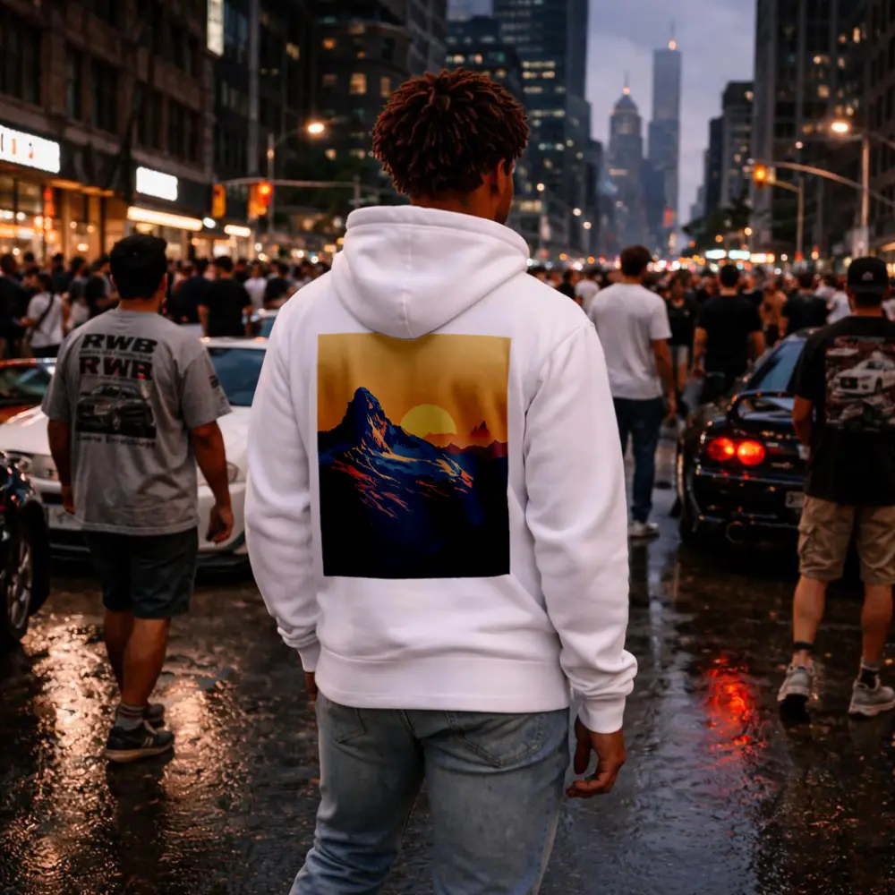 Matterhorn Mountain Sunset Orange Sky Illustration – Hoodies