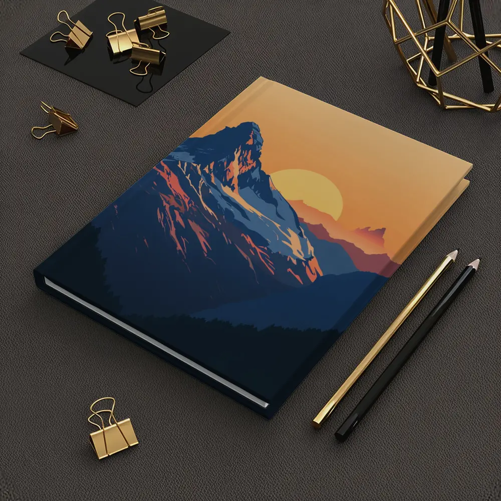 Matterhorn Mountain Sunset Orange Sky Illustration – Notebooks
