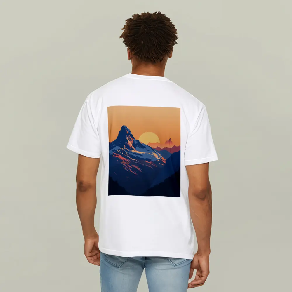 Matterhorn Mountain Sunset Orange Sky Illustration – T-Shirts