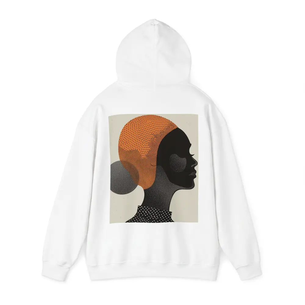 Black Woman Silhouette Portrait Orange Dotted Abstract – Hoodies