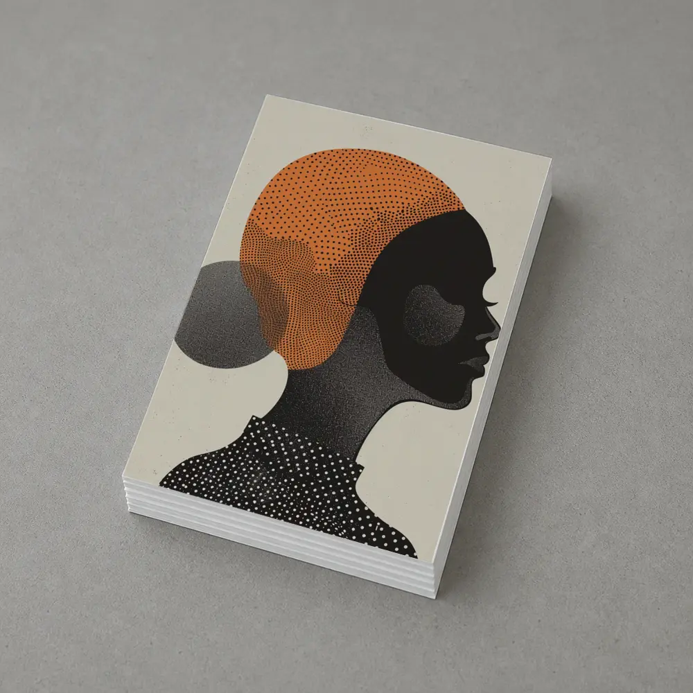 Black Woman Silhouette Portrait Orange Dotted Abstract – Postcards