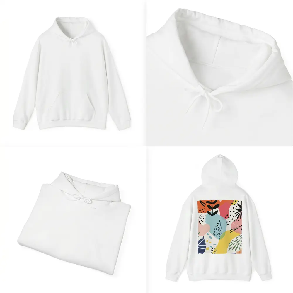 Colorful Abstract Botanical Shapes Mixed Media Art – Hoodies