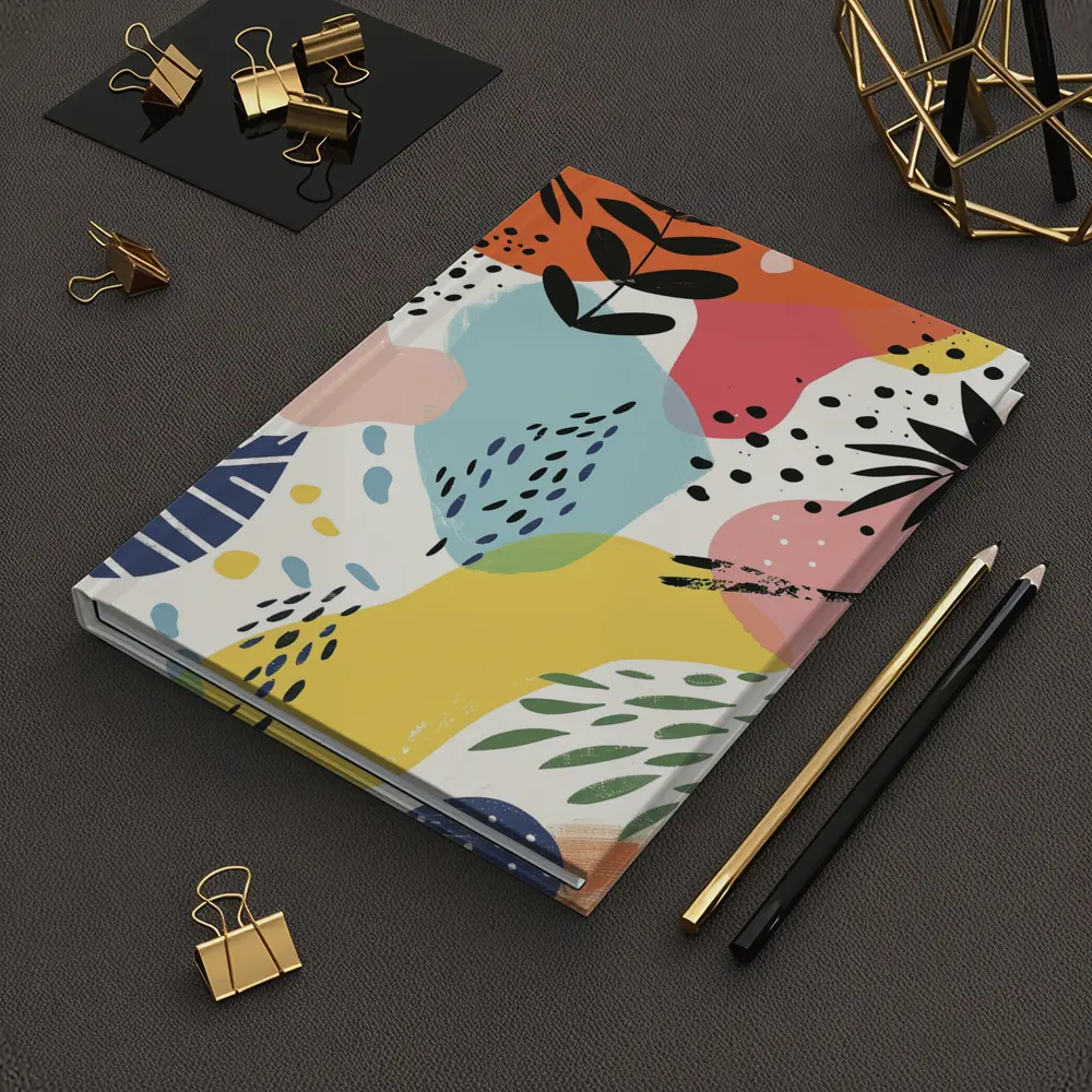 Colorful Abstract Botanical Shapes Mixed Media Art – Notebooks