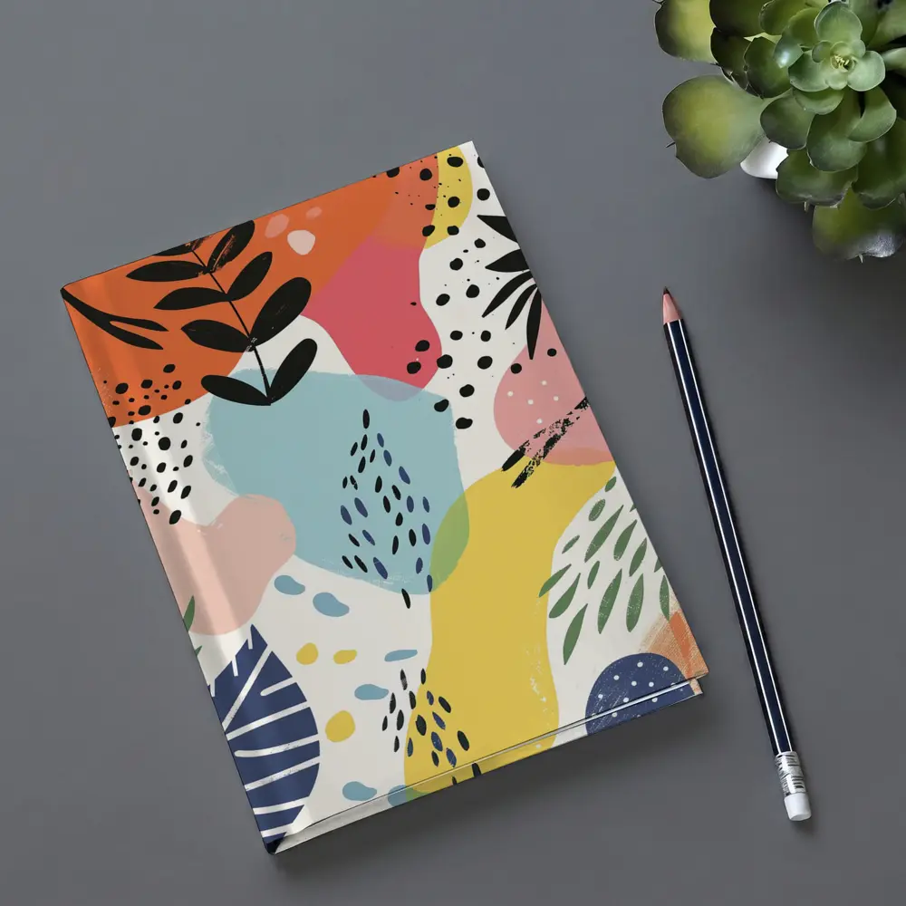 Colorful Abstract Botanical Shapes Mixed Media Art – Notebooks