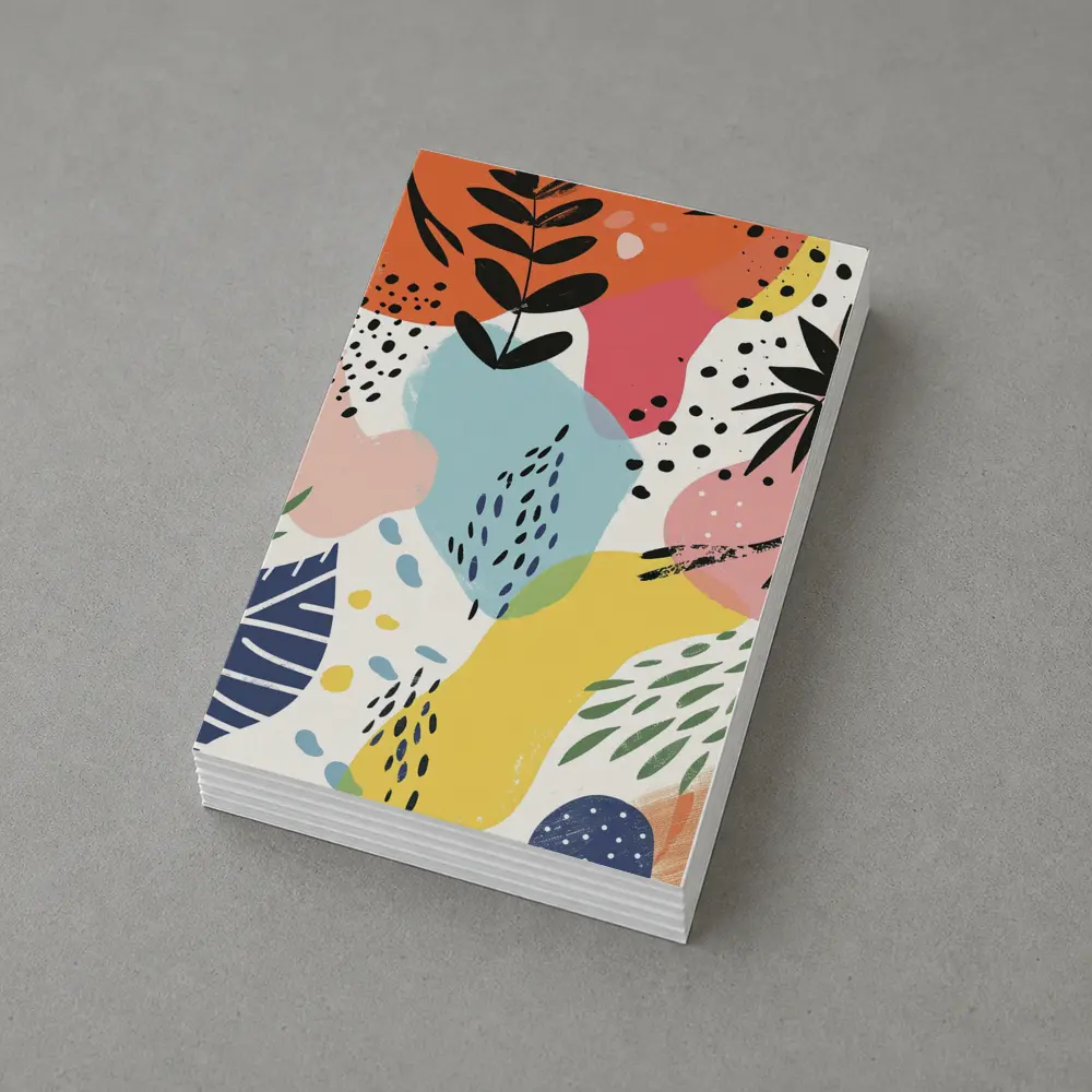 Colorful Abstract Botanical Shapes Mixed Media Art – Postcards