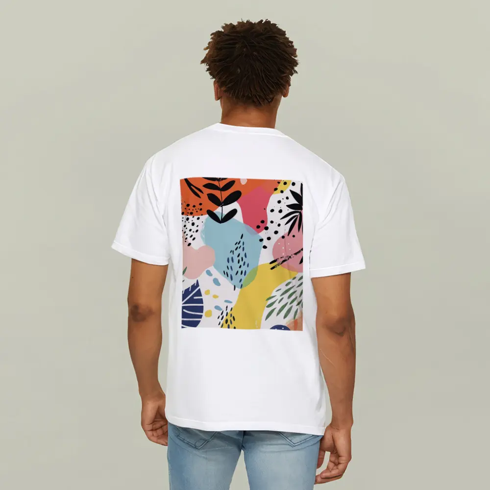 Colorful Abstract Botanical Shapes Mixed Media Art – T-Shirts