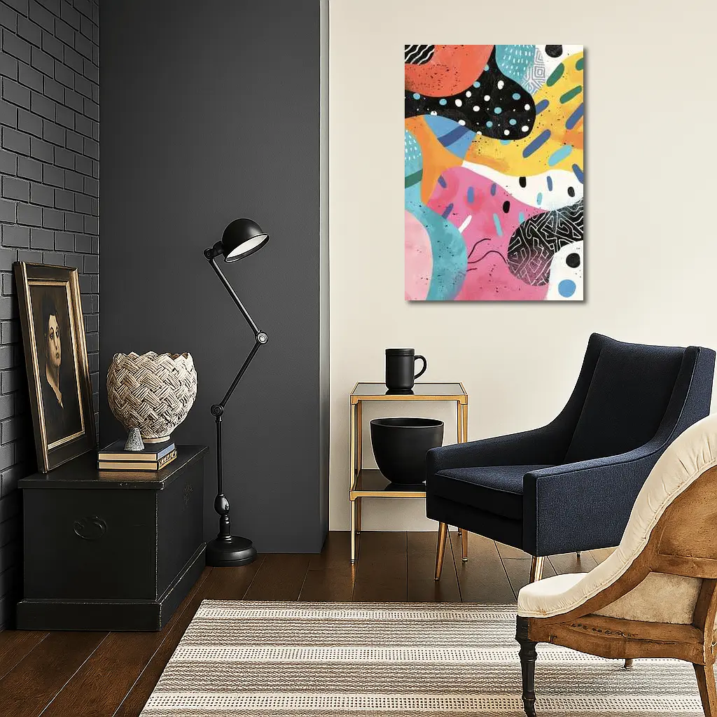 Colorful Abstract Shapes Mixed Pattern Art – Wall Art