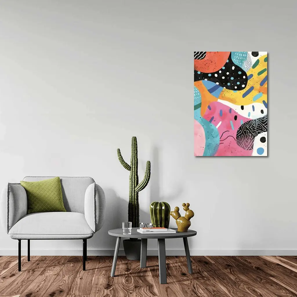 Colorful Abstract Shapes Mixed Pattern Art – Wall Art