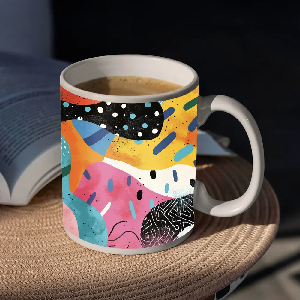 Colorful Abstract Shapes Mixed Pattern Art – Mugs