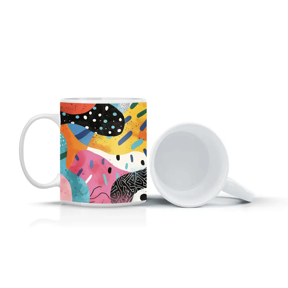 Colorful Abstract Shapes Mixed Pattern Art – Mugs