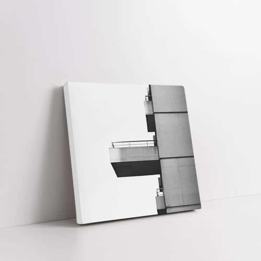 Brutalist Concrete Balcony Building Black White – Wall Art