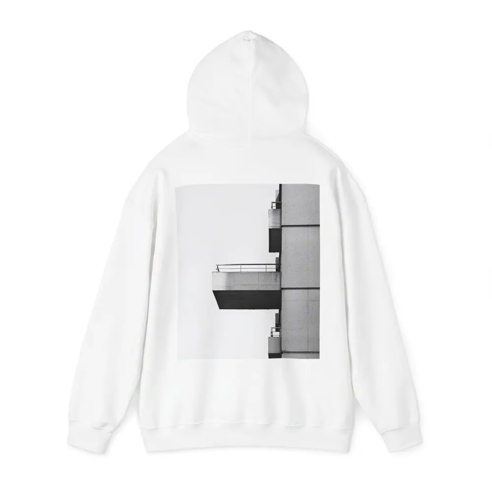 Brutalist Concrete Balcony Building Black White – Hoodies