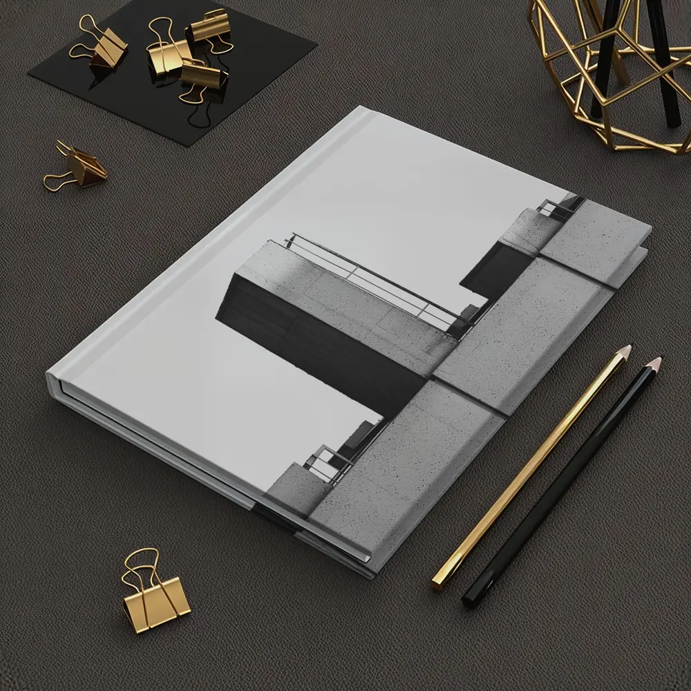 Brutalist Concrete Balcony Building Black White – Notebooks